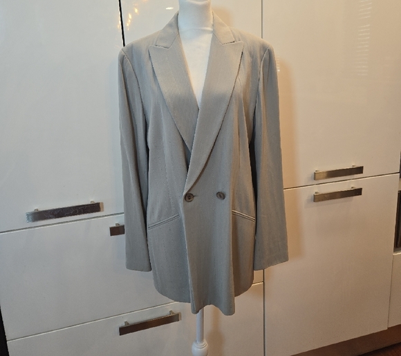 Lafayette 148 Womens Double Breasted Blazer Heather Gray Size 10 - Picture 1 of 11